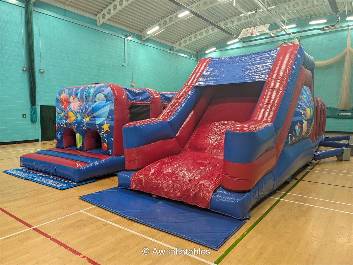 120ft Curved Assault Course Hire in Somerset & Bristol | AW Inflatable