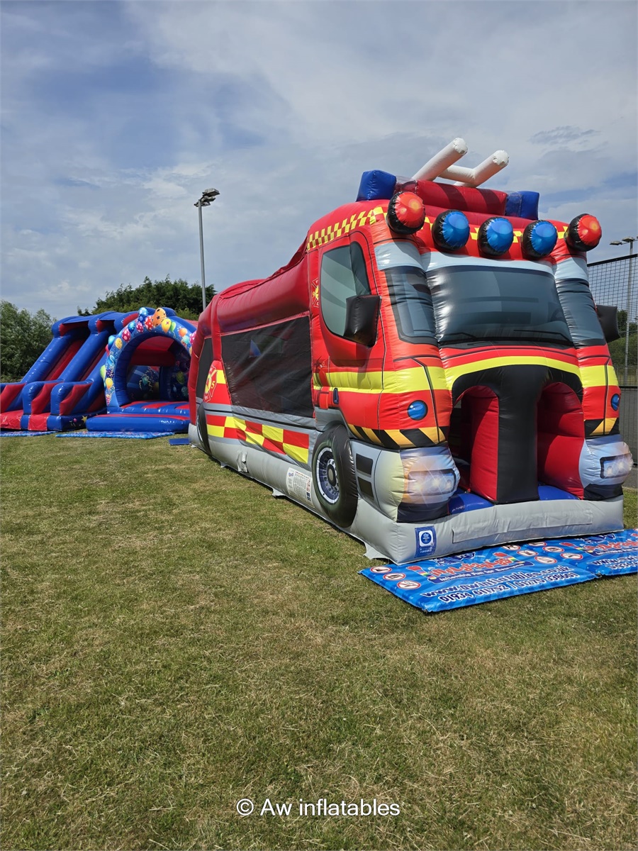 28ft 3D Fire Engine Fun Run Hire in Somerset & Bristol | AW Inflatable