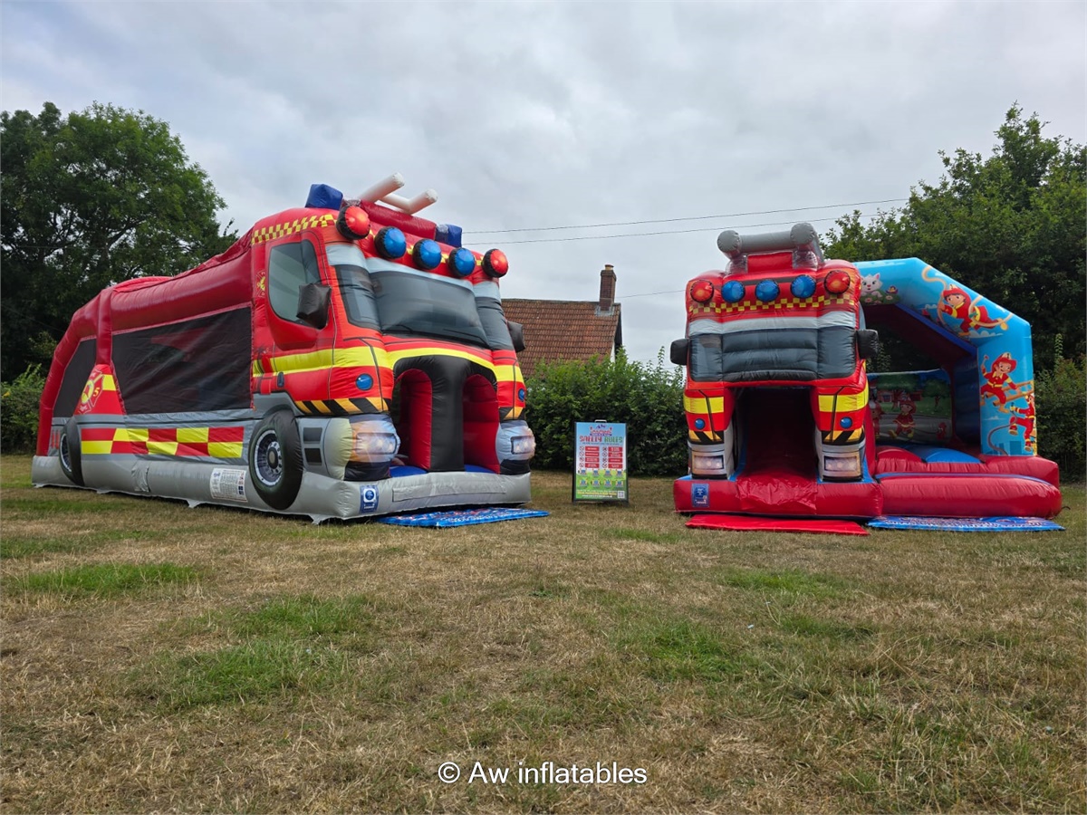 28ft 3D Fire Engine Fun Run Hire in Somerset & Bristol | AW Inflatable