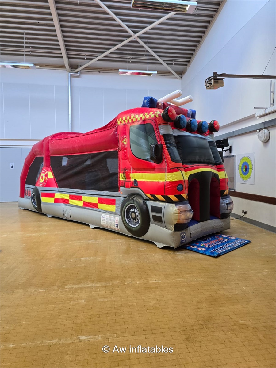28ft 3D Fire Engine Fun Run Hire in Somerset & Bristol | AW Inflatable